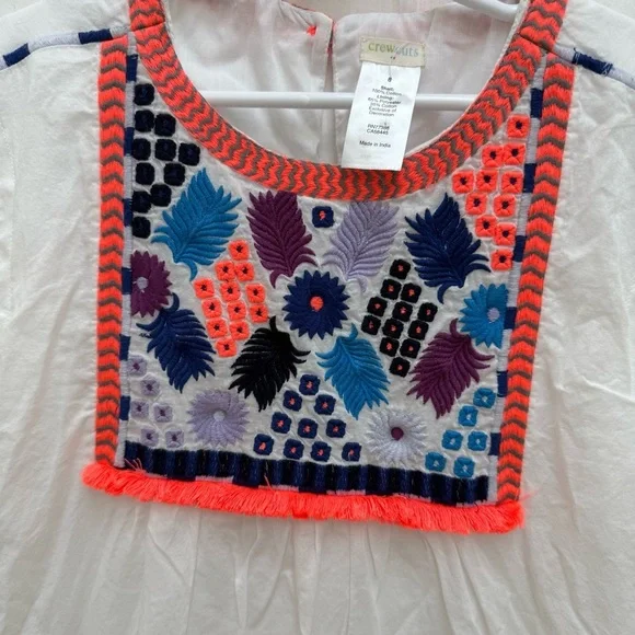 Crewcuts White sleeveless Dress with Colorful Embroidery NWOT - Picture 4 of 9